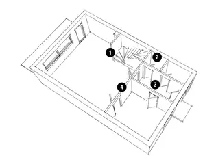 Skizze zeigt die Diamond Doors Projekt-Idee Wohnraumsituation vor Erdgeschoss Renovierung