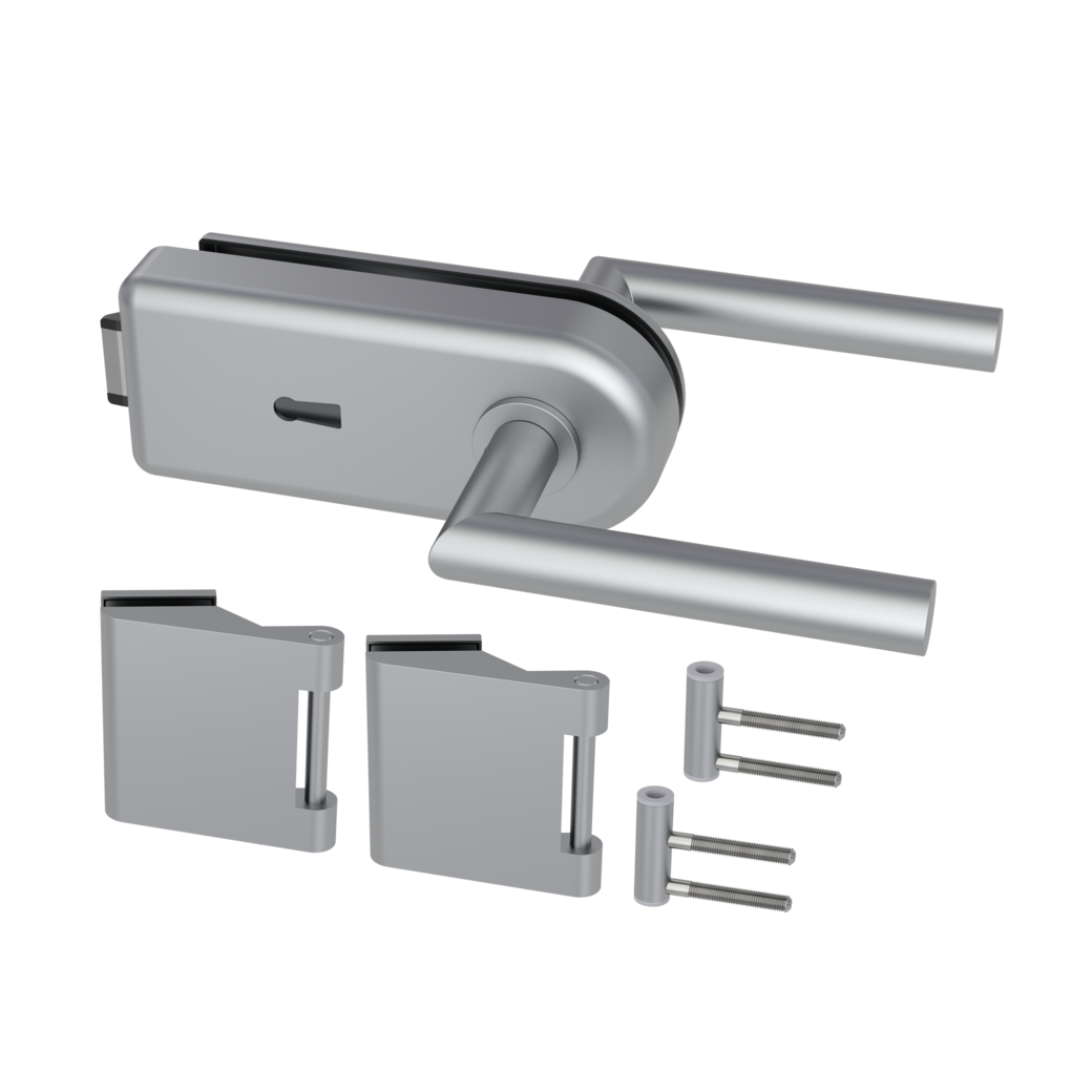 Glastürbeschlagset SKY Buntbart Flüster 3-tlg. Bänder L-FORM Alu EV1