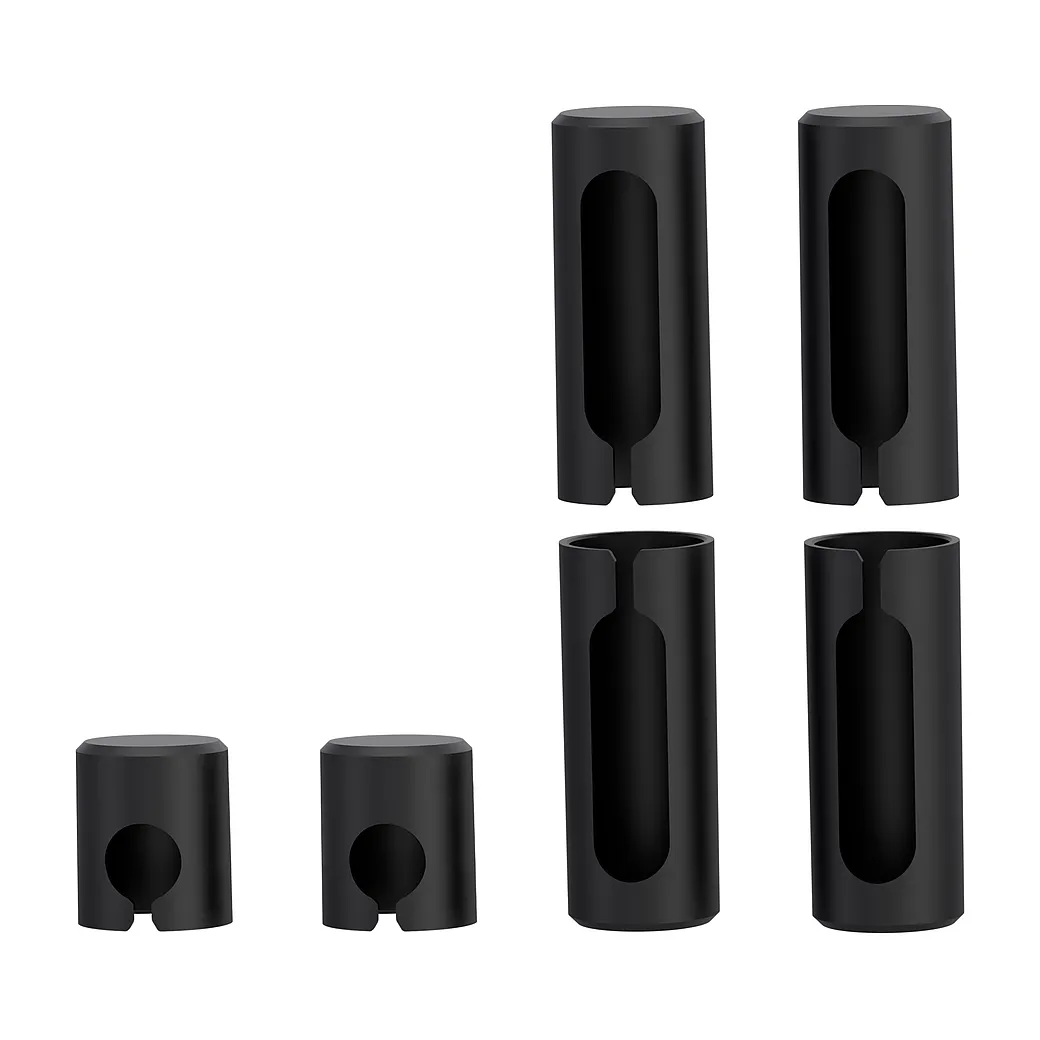 Türgriffgarnitur L-FORM PREMIUM Black Panther Klipptechnik Rosetten rund Buntbart Schwarz PVD inkl. Bandhülsen