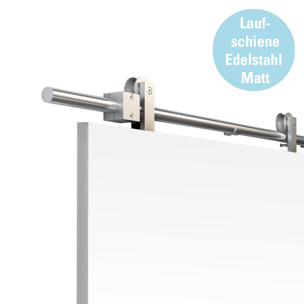 Schiebetürsystem GALAXY Wandmontage/Holztür 2m 1-flügelig Edelstahl matt
