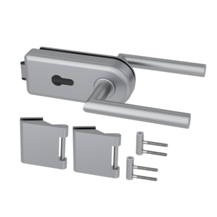 Glasdrehtürbeschlagset  SKY mit Griff L-FORM