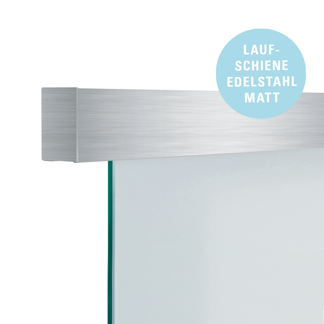 Schiebetürsystem LINEA 100 PREMIUM Wandmontage/Glastür 2,2m 1-flügelig Edelstahl-Optik matt