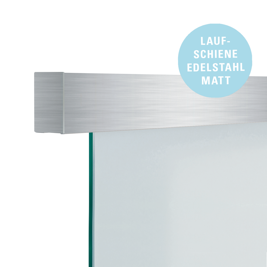 Schiebetürsystem LINEA 100 PREMIUM Wandmontage/Glastür 2m 1-flügelig Edelstahl-Optik matt