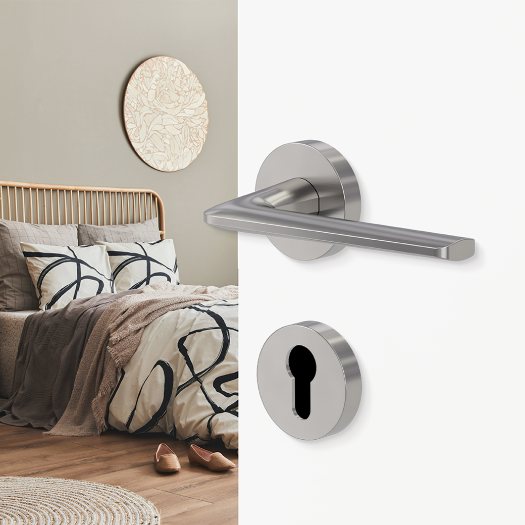 Türgriffgarnitur ROSWELL Klipptechnik Rosetten rund Profilzylinder Samtgrau