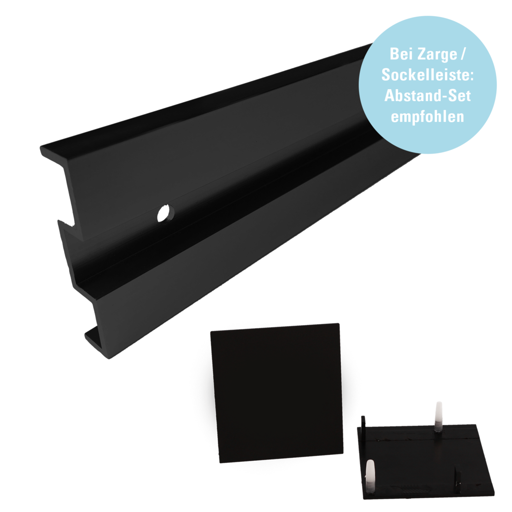 Schiebetürsystem JUBIDOOR PREMIUM Wandmontage/Glastür 1,9m 1-flügelig Schwarz CIRCLE
