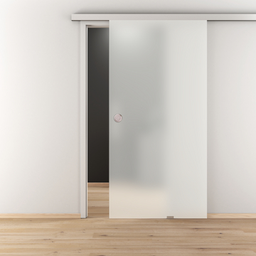 Ambientebild in Wohnraumsituation illustriert die Diamond Doors Glasschiebetür VSG MATTIERT 603 in der Ausführung VSG BASIC GREEN matt