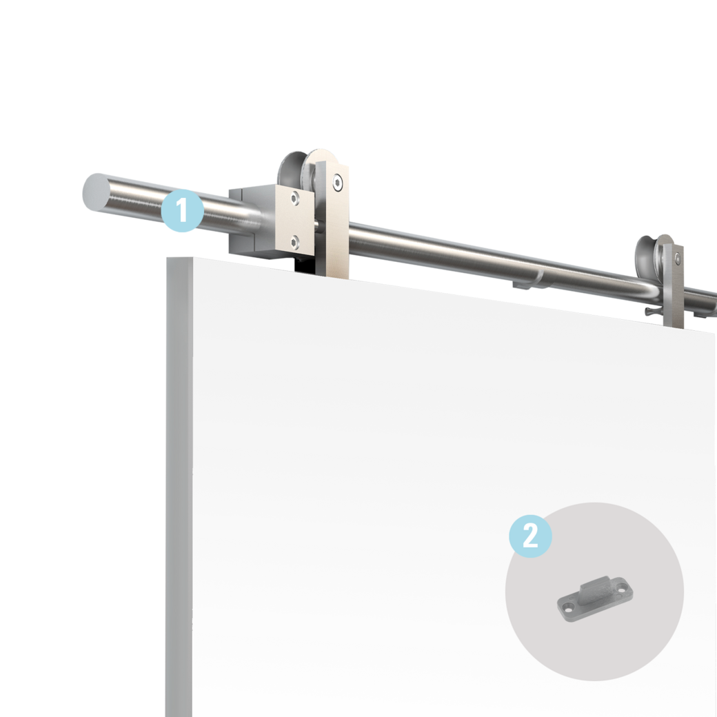 Schiebetürsystem GALAXY Wandmontage/Glastür 2m 1-flügelig Edelstahl matt