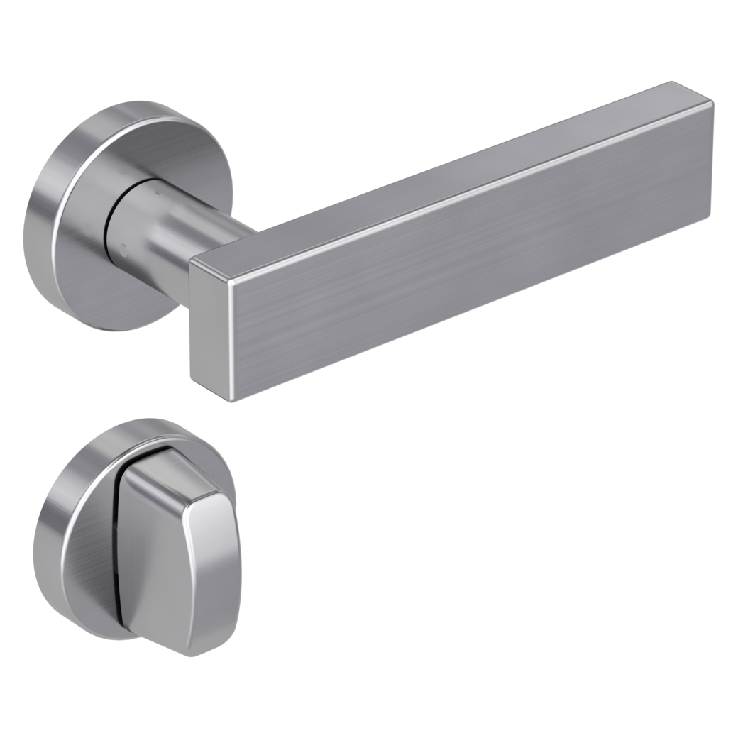 Türgriffgarnitur CUBE Klipptechnik Rosetten rund WC Edelstahl matt