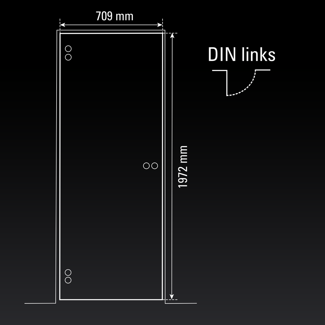 Glasdrehtür DD 582 ESG BASIC GREEN matt 709x1972x8mm Studio/Office DIN L