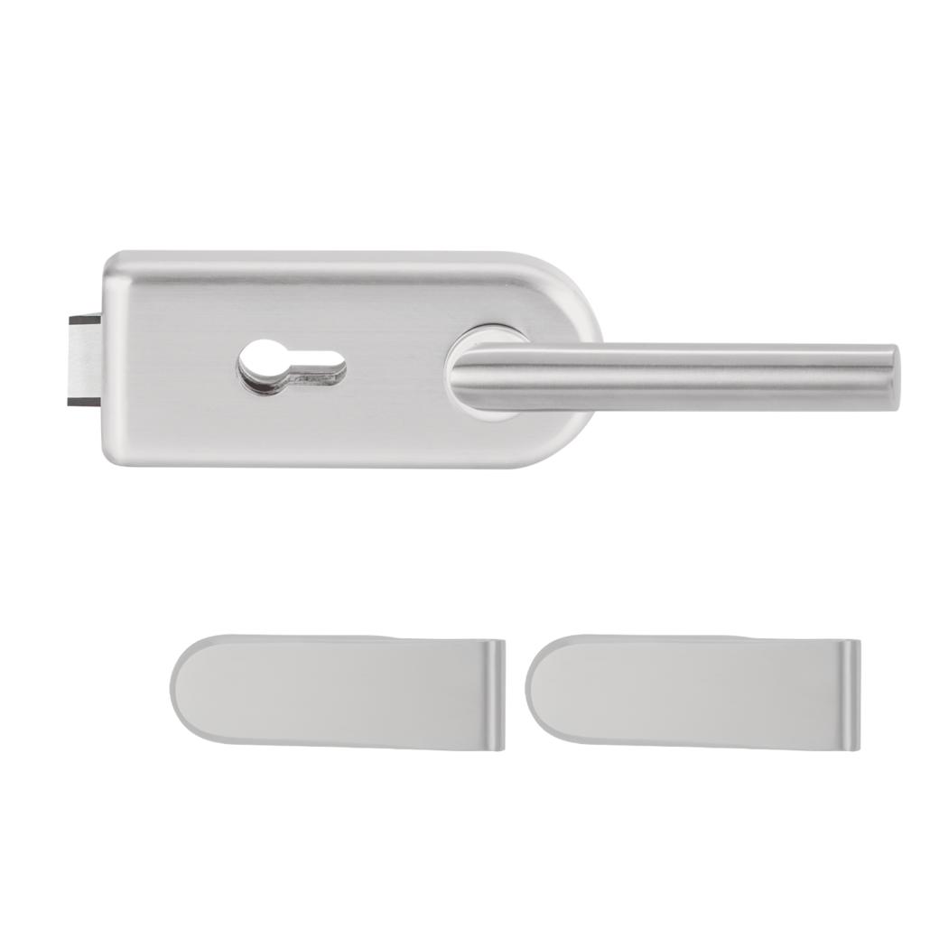 Glastürbeschlagset SKY Profilzylinder Flüster 2-tlg. Bänder L-FORM Alu EV1