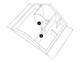 Skizze zeigt die Diamond Doors Projekt-Idee Wohnraumsituation nach Dachausbau