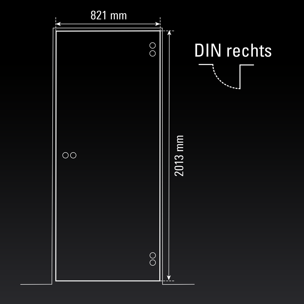 Glasdrehtür DD 545 ESG BASIC GREEN klar 871x2013x8mm Studio/Office Ö-Norm R