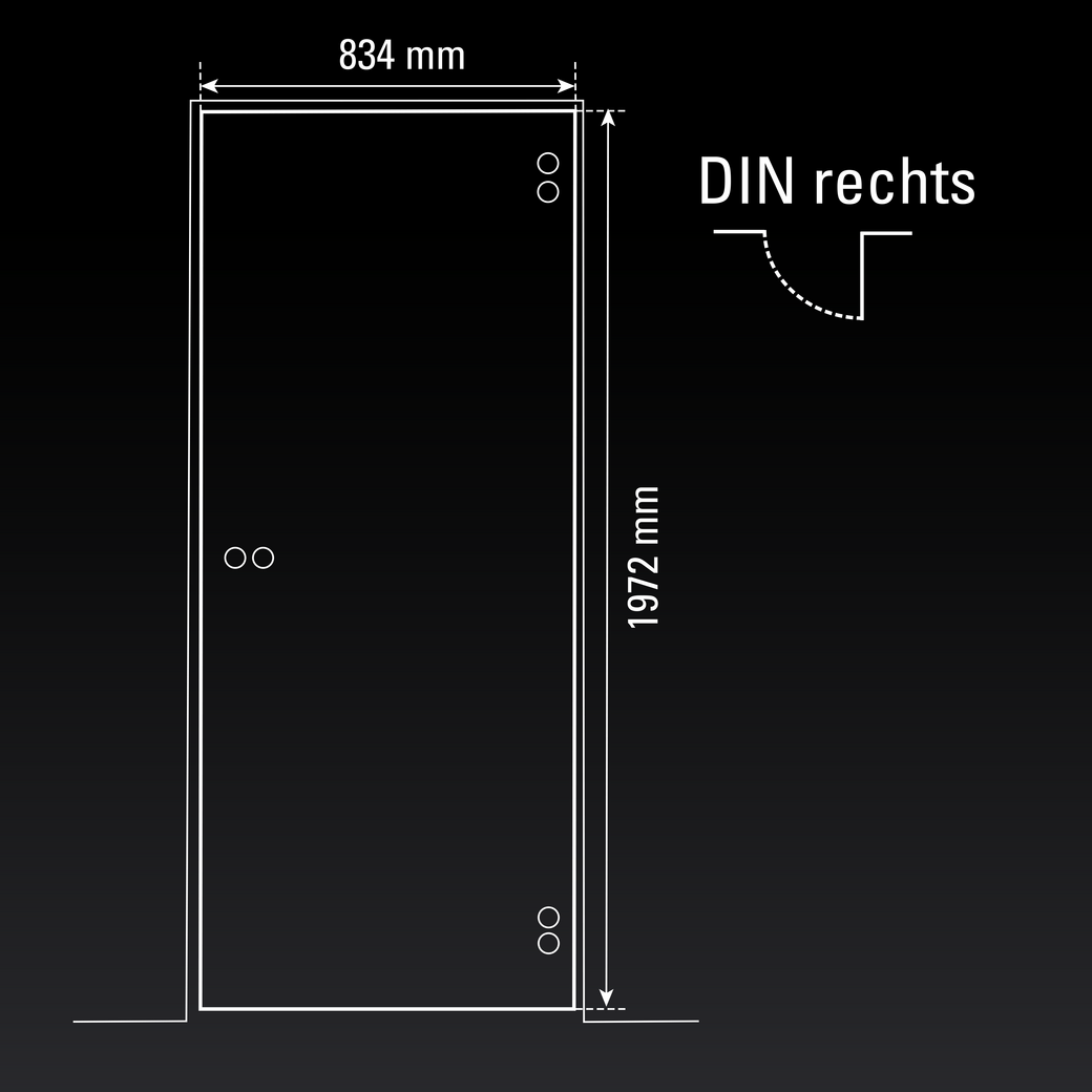 Glasdrehtür DD 582 ESG BASIC GREEN klar 834x1972x8mm Studio/Office DIN R