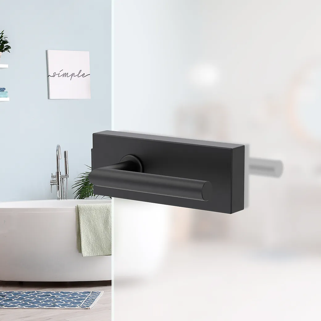 Glastürbeschlagset STYLE PREMIUM unverschließbar Flüster 3-tlg. Bänder L-FORM schwarz Schwarz