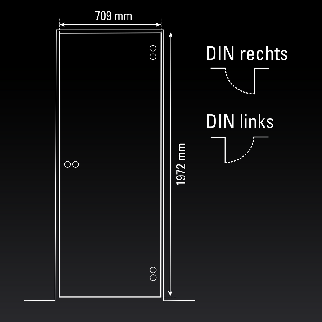 Glasdrehtür MAGIC GREY SATIN ESG GREY klar 709x1972x8mm Studio/Office DIN L/R