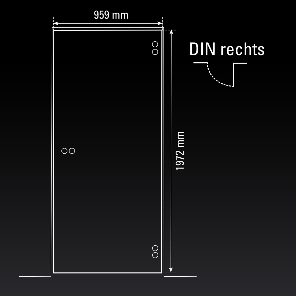 Glasdrehtür DD 545 ESG BASIC GREEN matt 959x1972x8mm Studio/Office DIN R