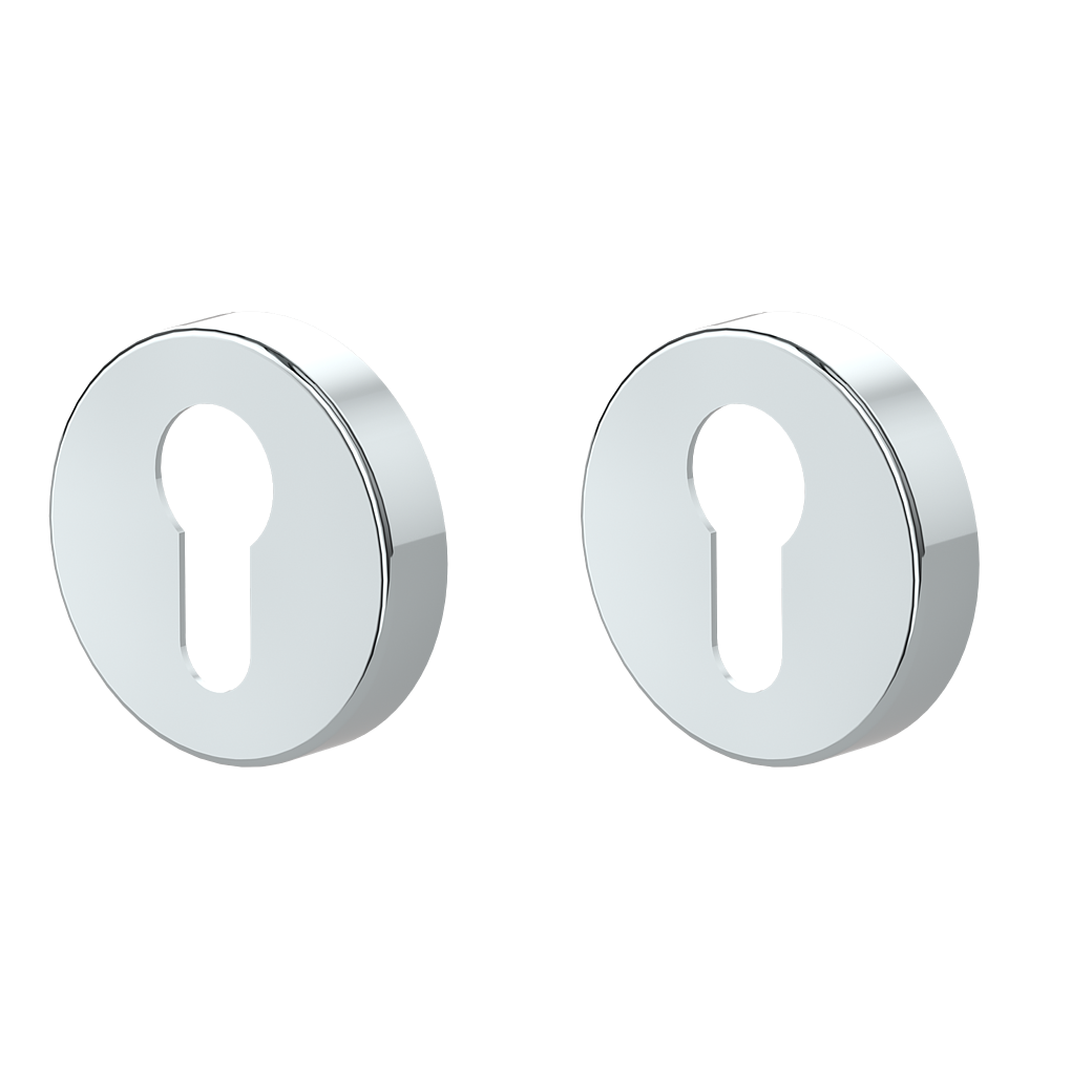 Schlüsselrosettenpaar rund Profilzylinder Klipptechnik Edelstahl poliert