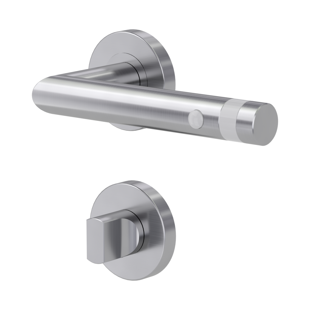 Türgriffgarnitur LED WHITE LIGHT Klipptechnik Rosetten rund WC Edelstahl matt