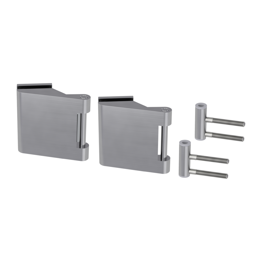 Gegenkasten Set STYLE PREMIUM inkl. Türschnäpper, Feststeller,  3tlg. Bänder Edelstahl-Optik matt