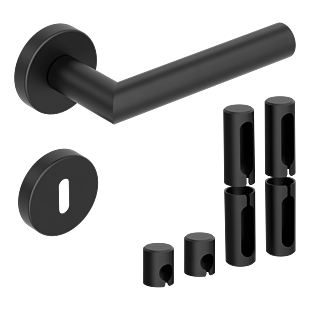 Türgriff-Set L-FORM PREMIUM Black Panther, Schließart Buntbart, Oberfläche Schwarz, Montageart Klipptechnik