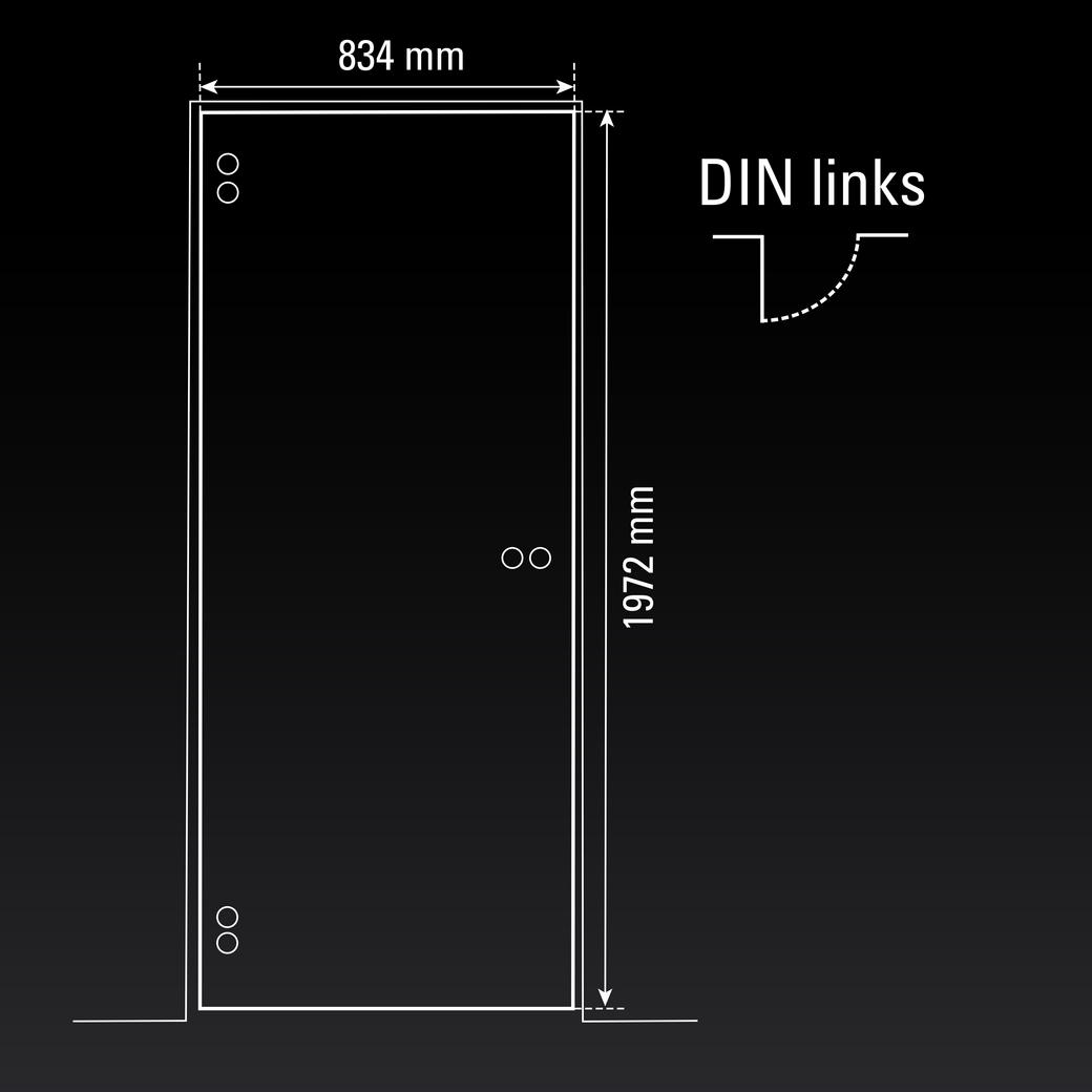 Glasdrehtür DD 609 ESG BASIC GREEN klar 834x1972x8mm Studio/Office DIN L