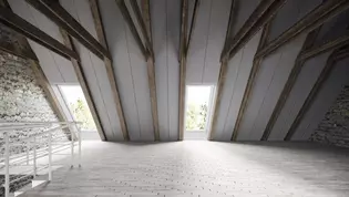 Abbildung zeigt die Diamond Doors Projekt-Idee Wohnraumsituation vor Dachausbau