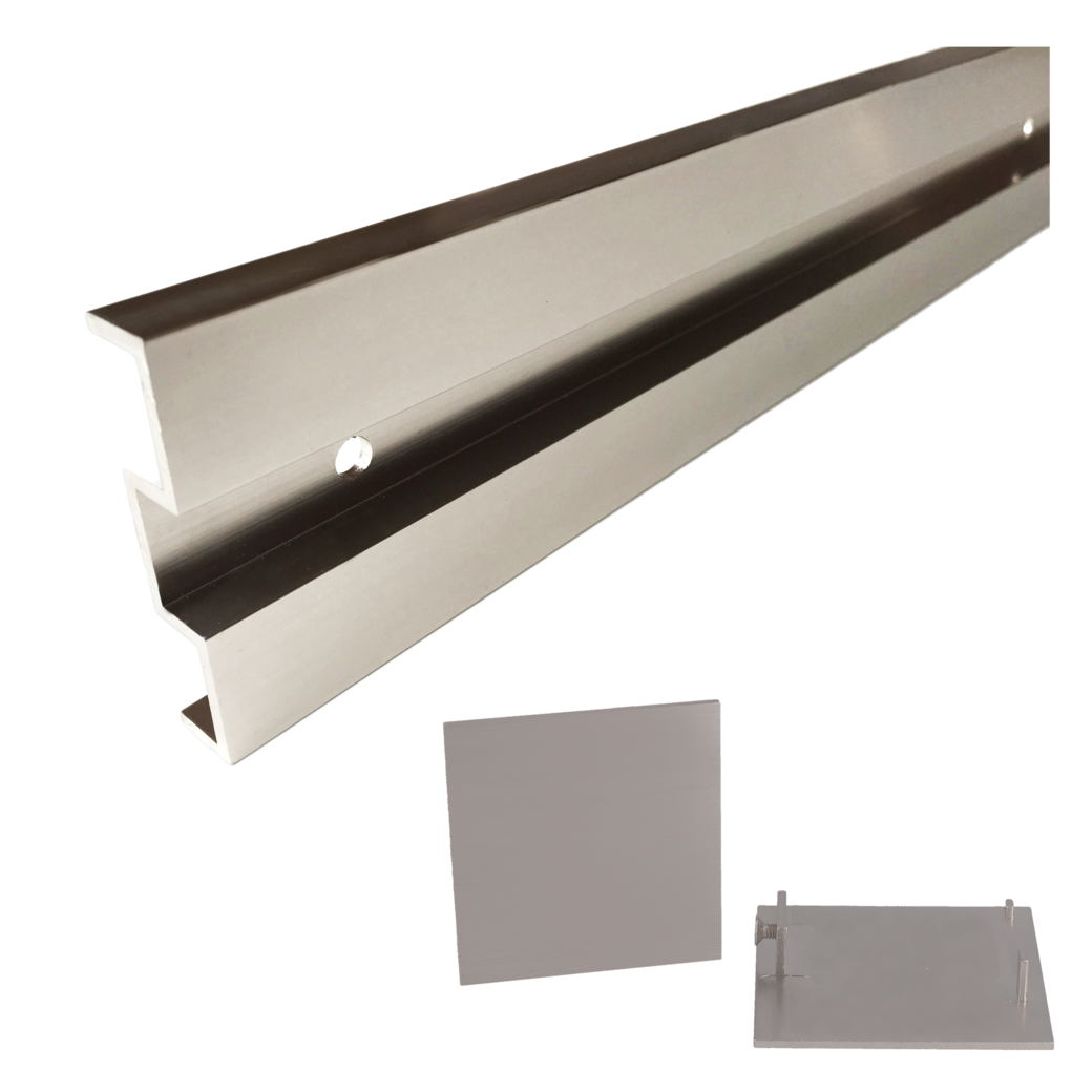 Wandabstand-Set LINEA 40 18.5 Distanzprofil, Endkappen 1900 Edelstahl-Optik matt