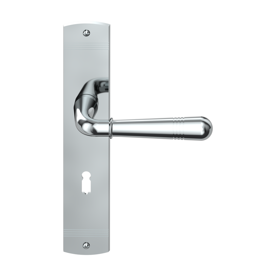 Freigestelltes Produktbild im idealen Blickwinkel fotografiert zeigt das Diamond Doors Griffpaar OKLAHOMA Chrom