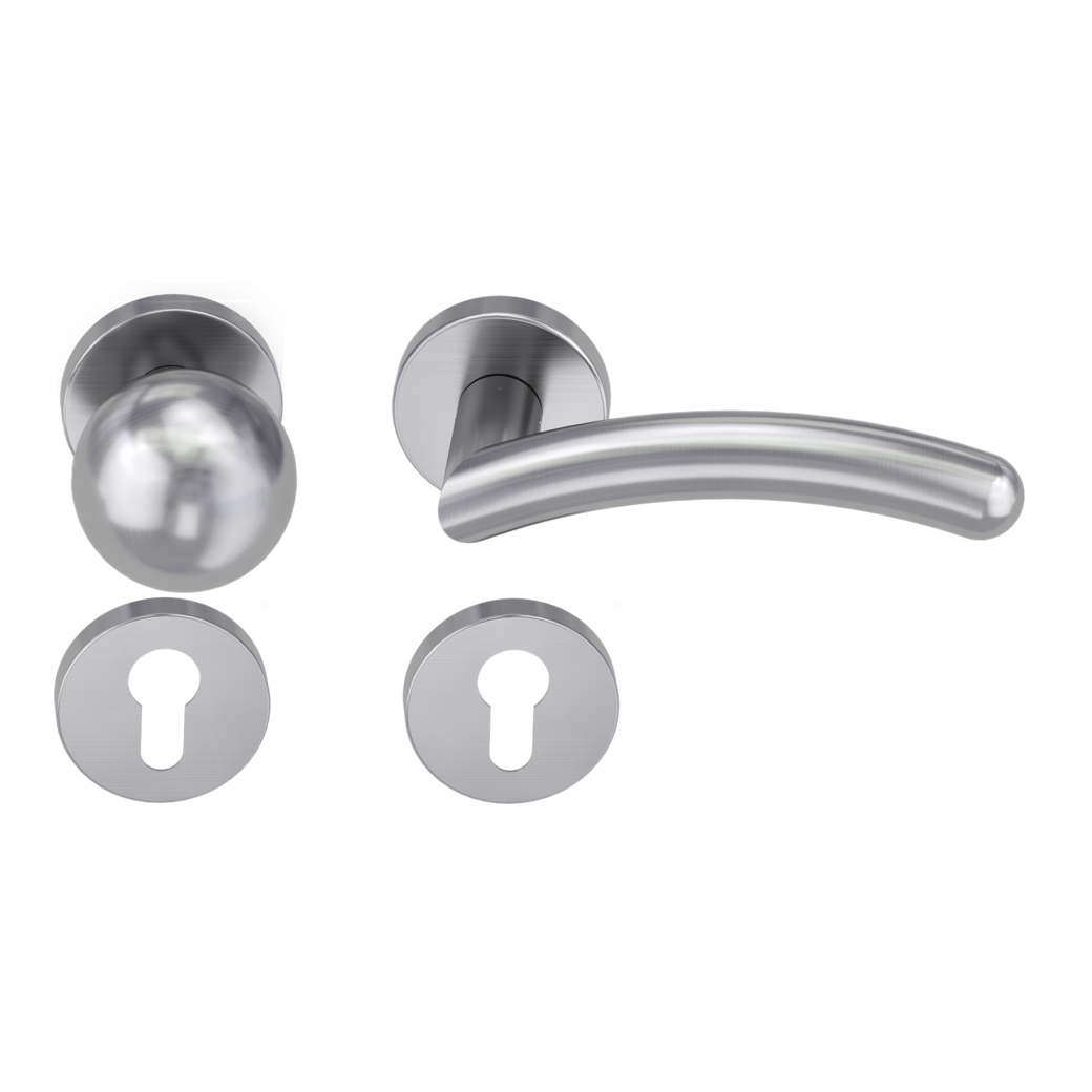 Wechselgarnitur SWING Klipptechnik Rosetten rund Knopf R4 Edelstahl matt R