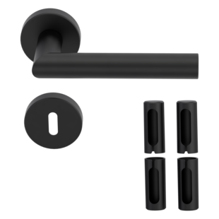 Türgriff-Set L-FORM PREMIUM Black Panther, Schließart Buntbart, Oberfläche Schwarz PVD, Montageart Klipptechnik