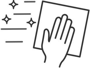 Icon für den Pflegehinweis der BLACK EDITION Glastüren