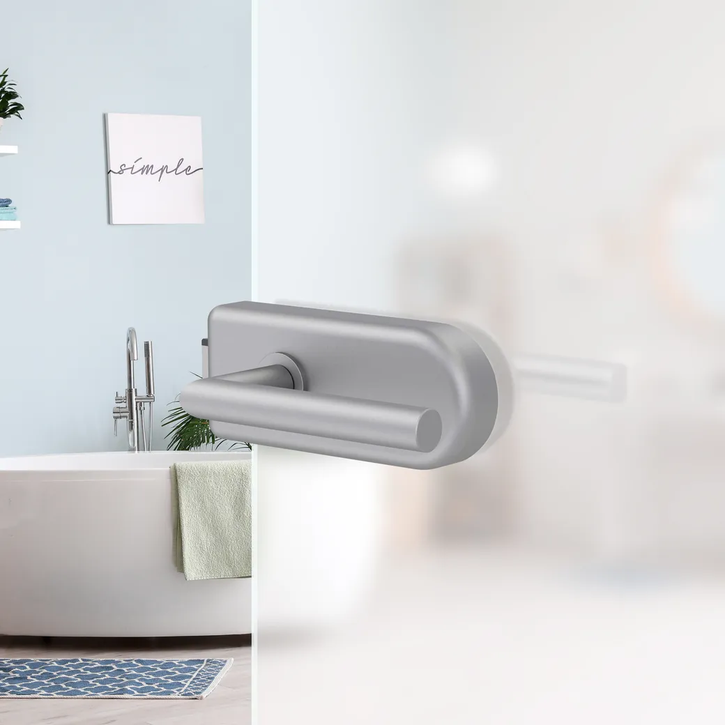 Glastürbeschlagset SKY unverschließbar Flüster 3-tlg. Bänder L-FORM Alu EV1