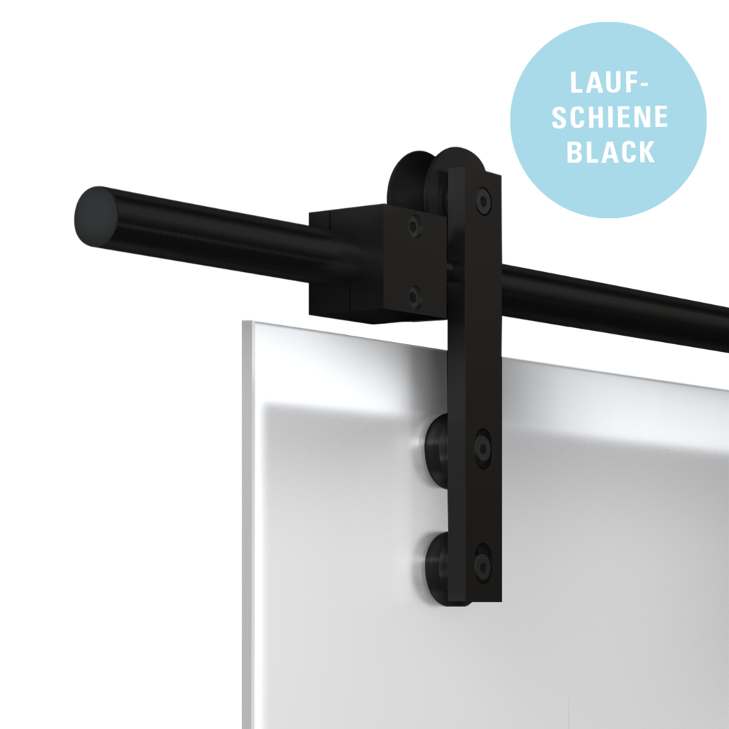 Schiebetürsystem GALAXY PREMIUM BLACK Wandmontage/Glastür, Holztür 2m 1-flg. Schwarz FLEX QUATTRO 