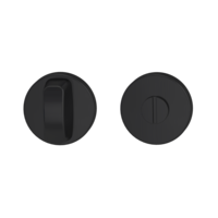 Freigestelltes Produktbild im idealen Blickwinkel fotografiert zeigt das Diamond Doors Schlüsselrosettenpaar Zink, Schwarz, rund, Klipptechnik