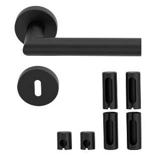Türgriff-Set L-FORM PREMIUM Black Panther, Schließart Buntbart, Oberfläche Schwarz, Montageart Klipptechnik