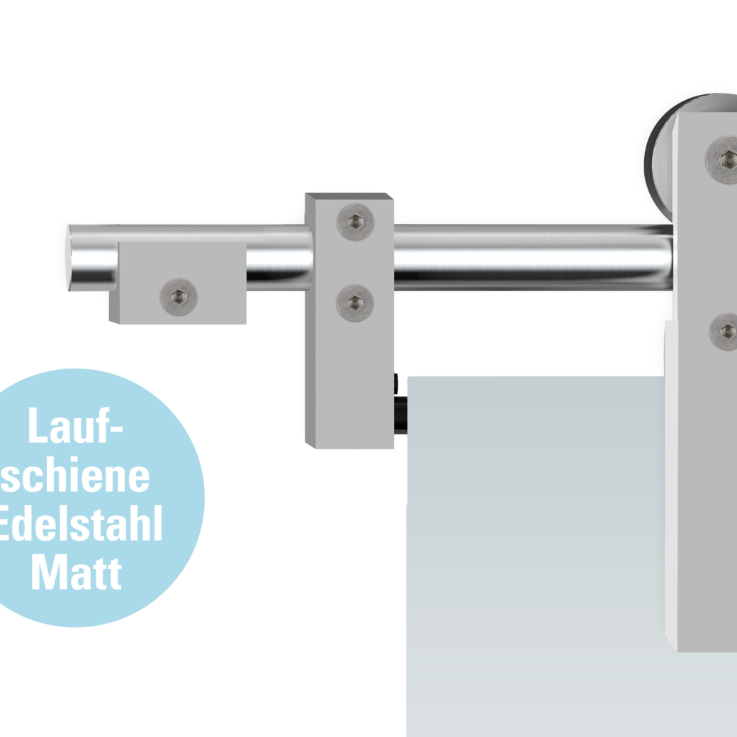 Schiebetürsystem TENDER PURE Wandmontage/Glastür 2m 1-flügelig Edelstahl matt
