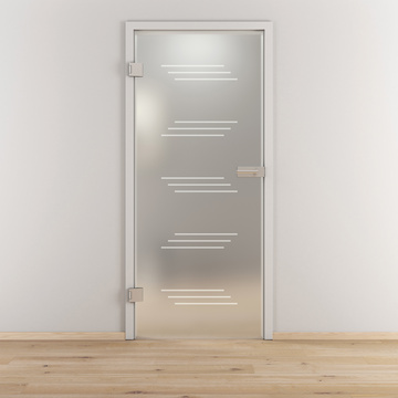 Ambientebild in Wohnraumsituation illustriert die Diamond Doors Glasdrehtür DD 591 in der Ausführung ESG BASIC GREEN matt