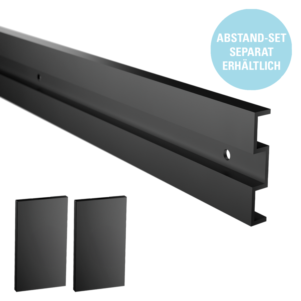 Schiebetürsystem JUBIDOOR PREMIUM Wandmontage/Glastür 1,9m 1-flügelig Schwarz CIRCLE