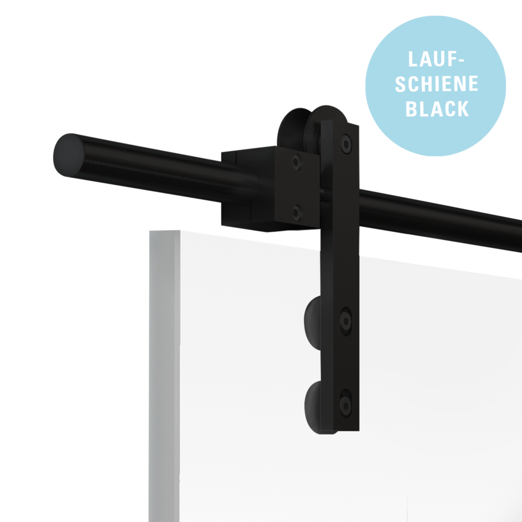 Schiebetürsystem GALAXY PREMIUM BLACK Wandmontage/Glastür, Holztür 2m 1-flg. Schwarz FLEX QUATTRO 