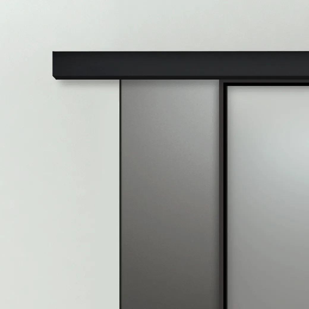 Schiebetür-Set JUBIDOOR L LOFTLINE BLACK inkl. Griffstange Glas teilmattiert 935x2058 Wandmontage