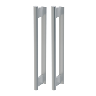 Freigestelltes Produktbild im idealen Blickwinkel fotografiert zeigt das Diamond Doors Griffstangenpaar GS_49016 in der Version unverschließbar, Edelstahl matt, Klebetechnik
