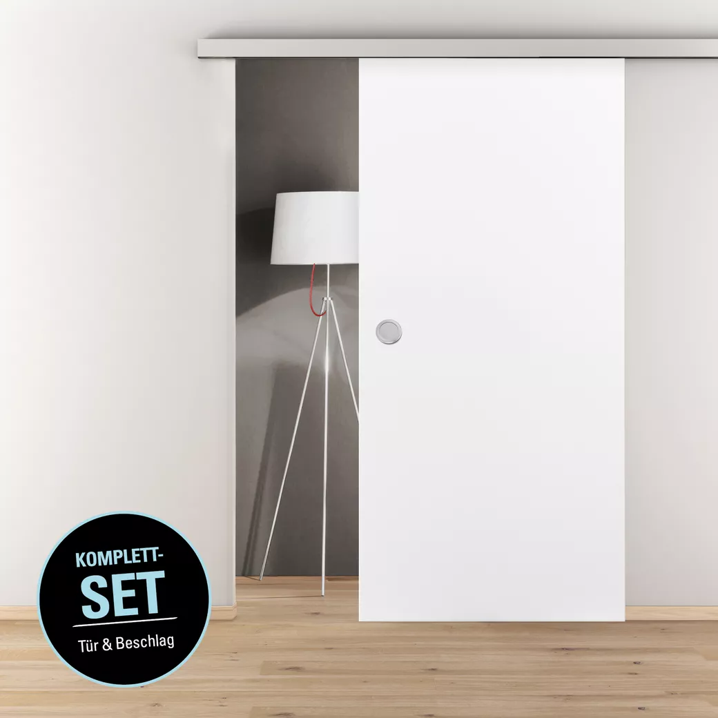 Schiebetür LINEA 40 Alu EV1 weiß blickdicht CIRCLE 935x2058x39mm