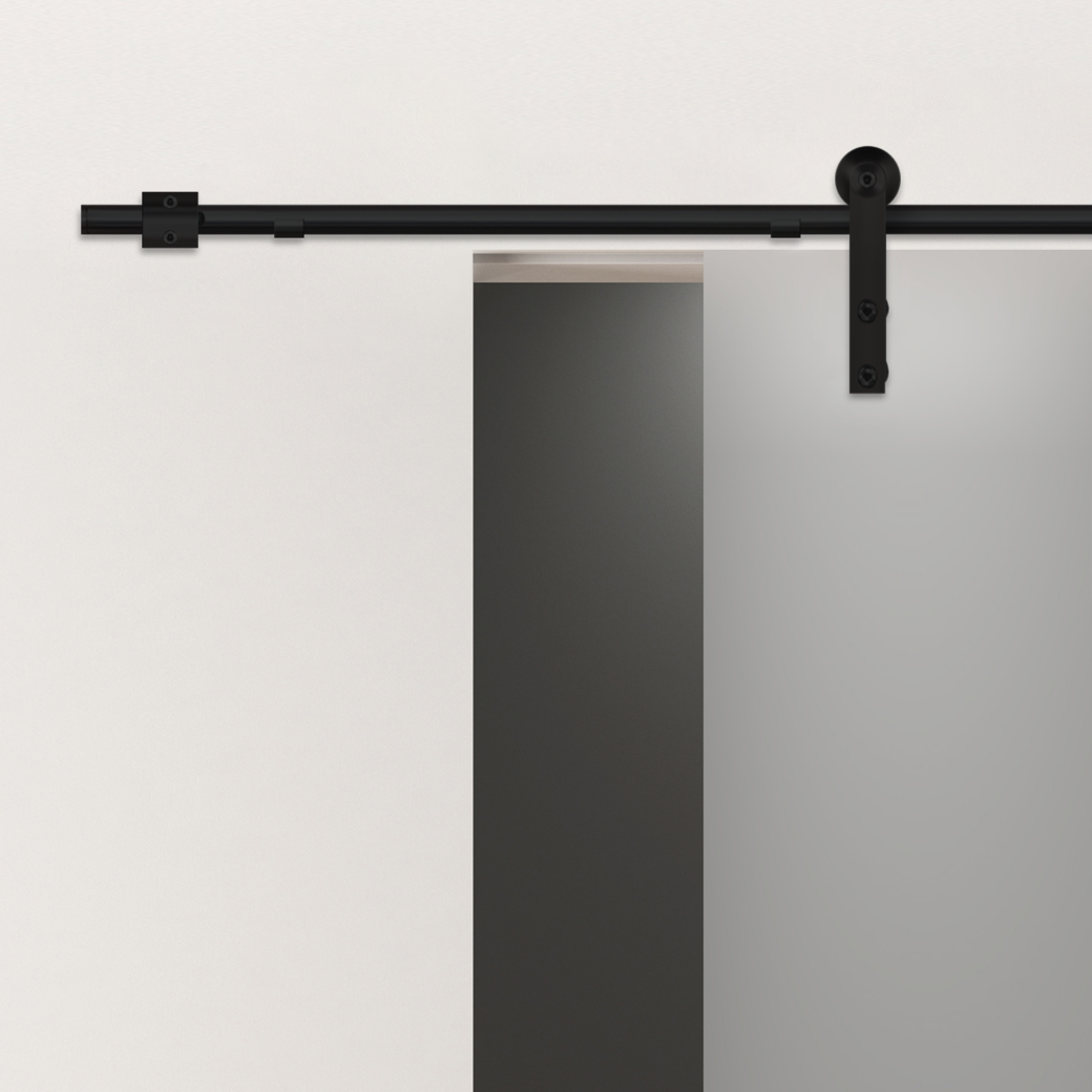 Schiebetürsystem GALAXY PREMIUM BLACK Wandmontage/Glastür, Holztür 2m 1-flg. Schwarz FLEX QUATTRO 