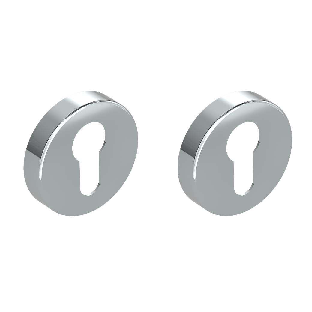 Schlüsselrosettenpaar rund Profilzylinder Klipptechnik Edelstahl poliert