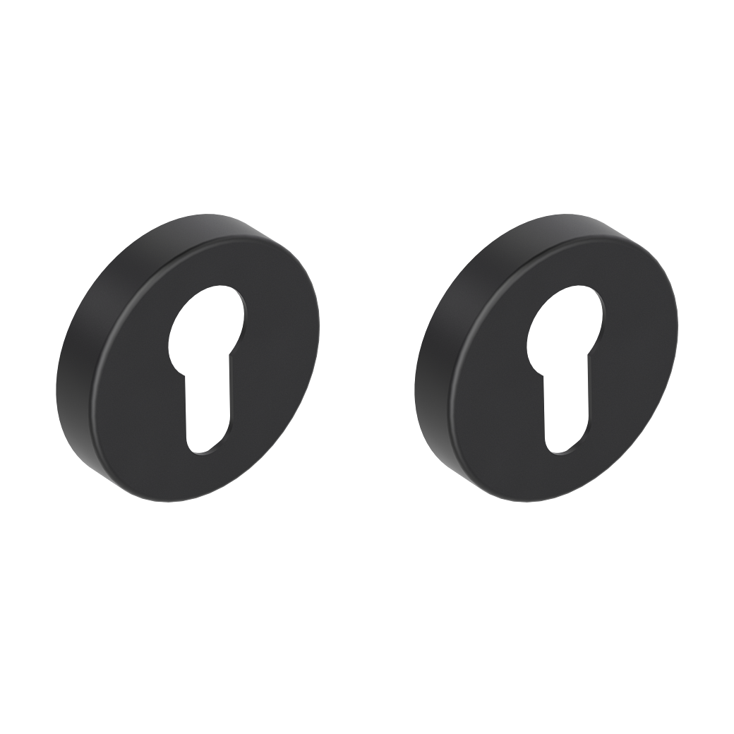 Schlüsselrosettenpaar Zink rund Profilzylinder Klipptechnik Schwarz