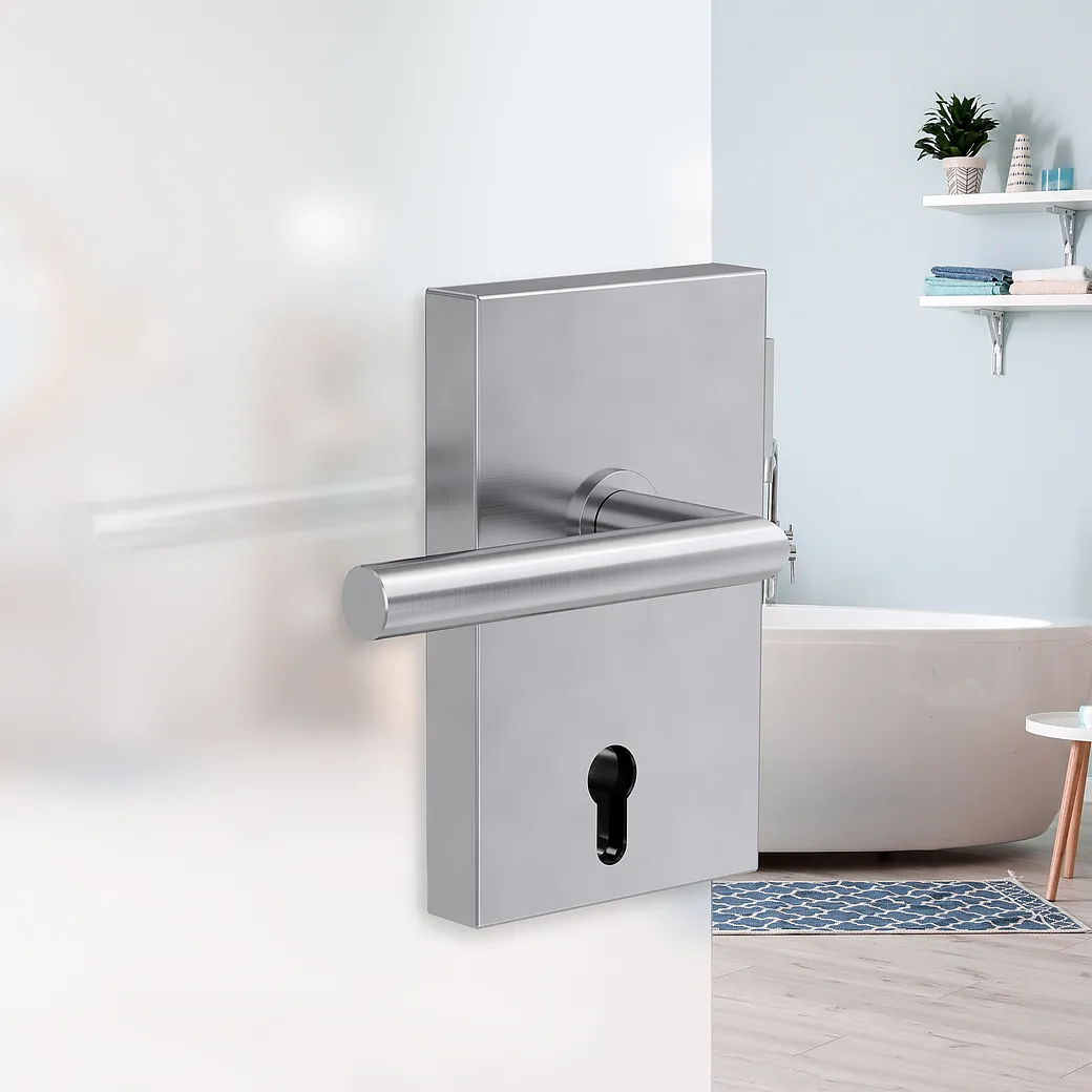 Glastürbeschlagset QUATTRO 1.0 Profilzylinder L Standard 3-tlg. Bänder L-FORM Edelstahl matt