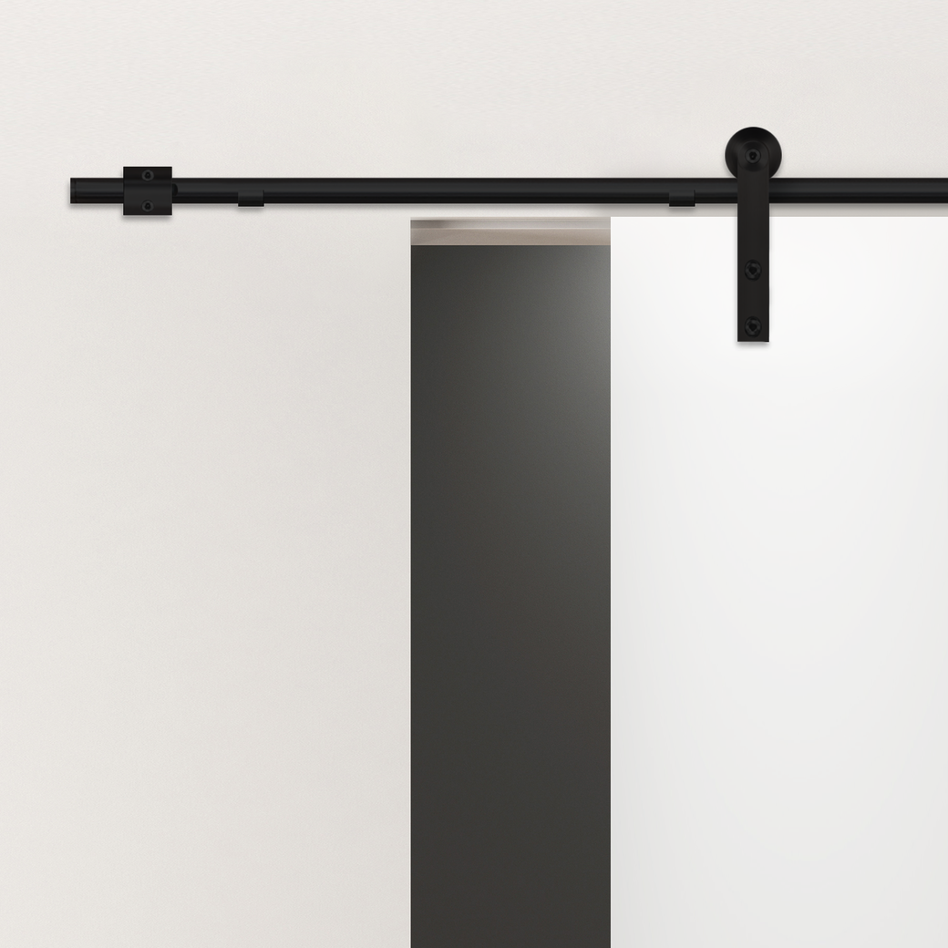 Schiebetürsystem GALAXY PREMIUM BLACK Wandmontage/Glastür, Holztür 2m 1-flg. Schwarz FLEX QUATTRO 