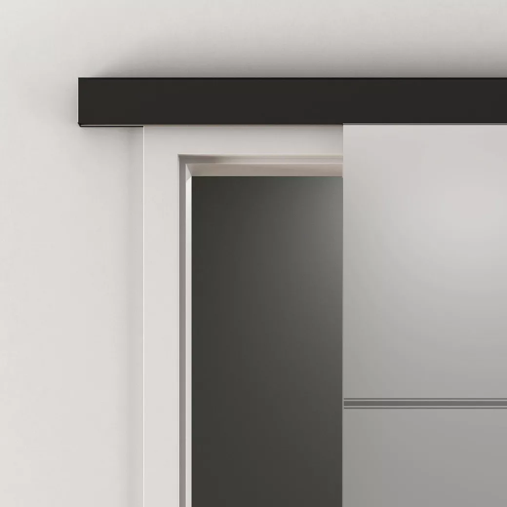 Schiebetürsystem JUBIDOOR PREMIUM Wandmontage/Glastür 1,9m 1-flügelig Schwarz CIRCLE