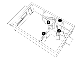 Skizze zeigt die Diamond Doors Projekt-Idee Wohnraumsituation nach Erdgeschoss Renovierung