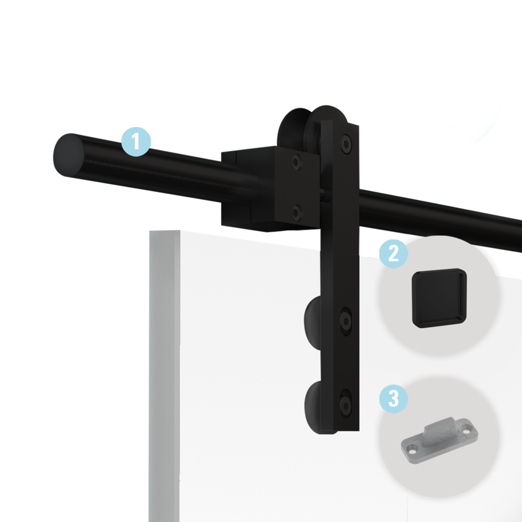 Schiebetürsystem GALAXY PREMIUM BLACK Wandmontage/Glastür, Holztür 2m 1-flg. Schwarz FLEX QUATTRO 
